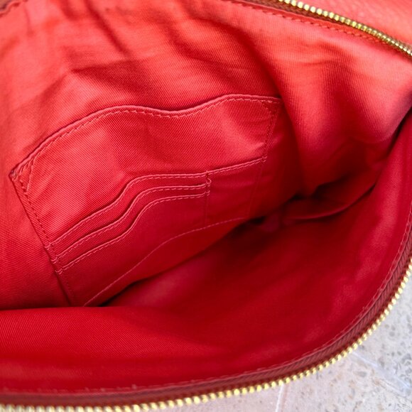 FOSSIL Erin Top Handle Fold-over Crossbody Shoulder Bag Pebbled Leather Coral - Picture 9 of 13